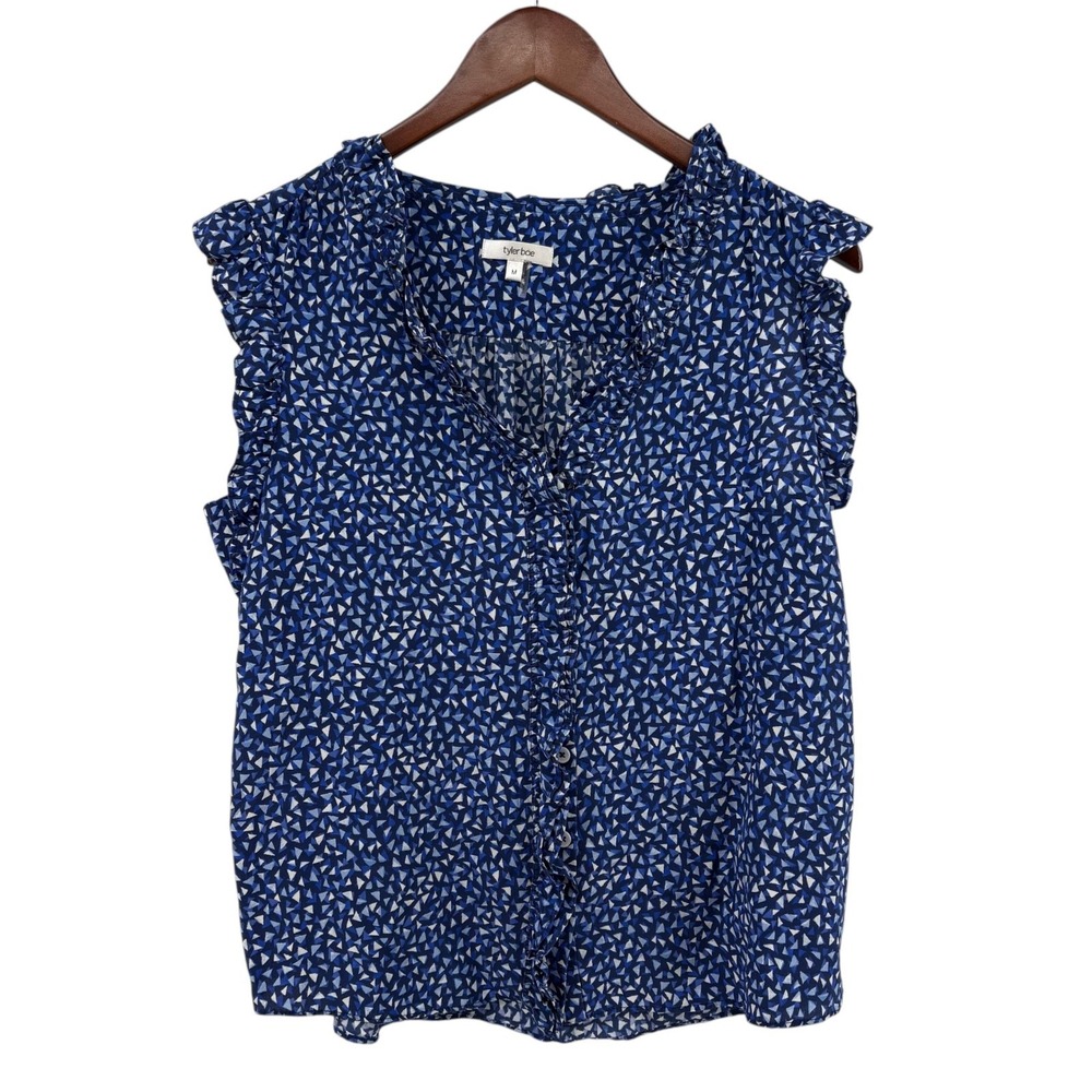 Tyler Boe Silk Ruffle Blouse Blue M